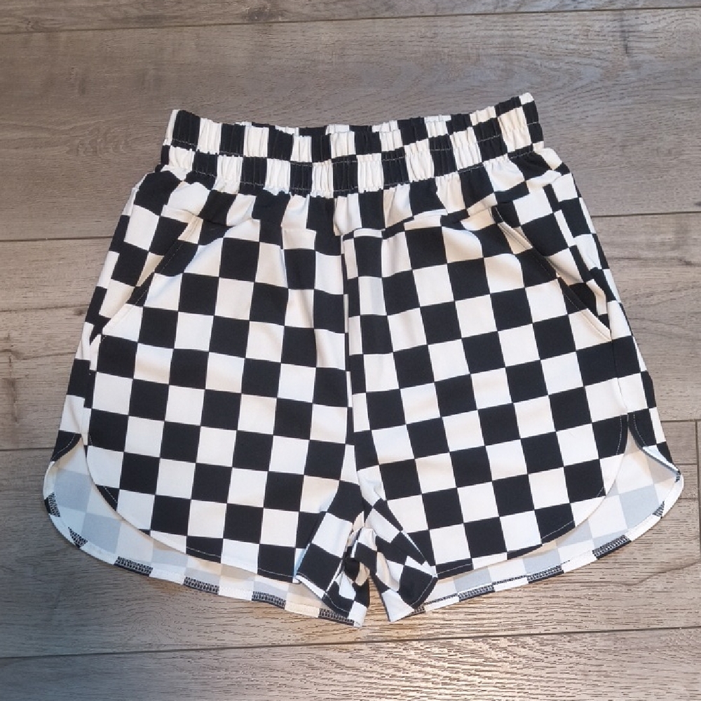Checkered Black and White Shorts